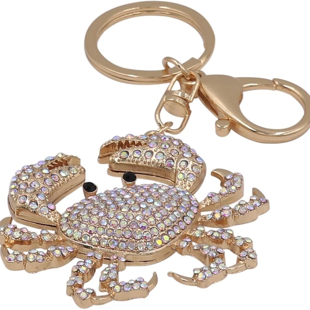 Rhinestone Crab Keychain